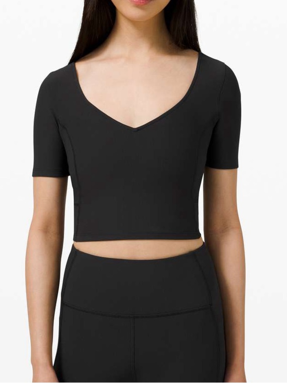 Lululemon Ribbed Contoured V-Neck Yoga Short Sleeve•Black